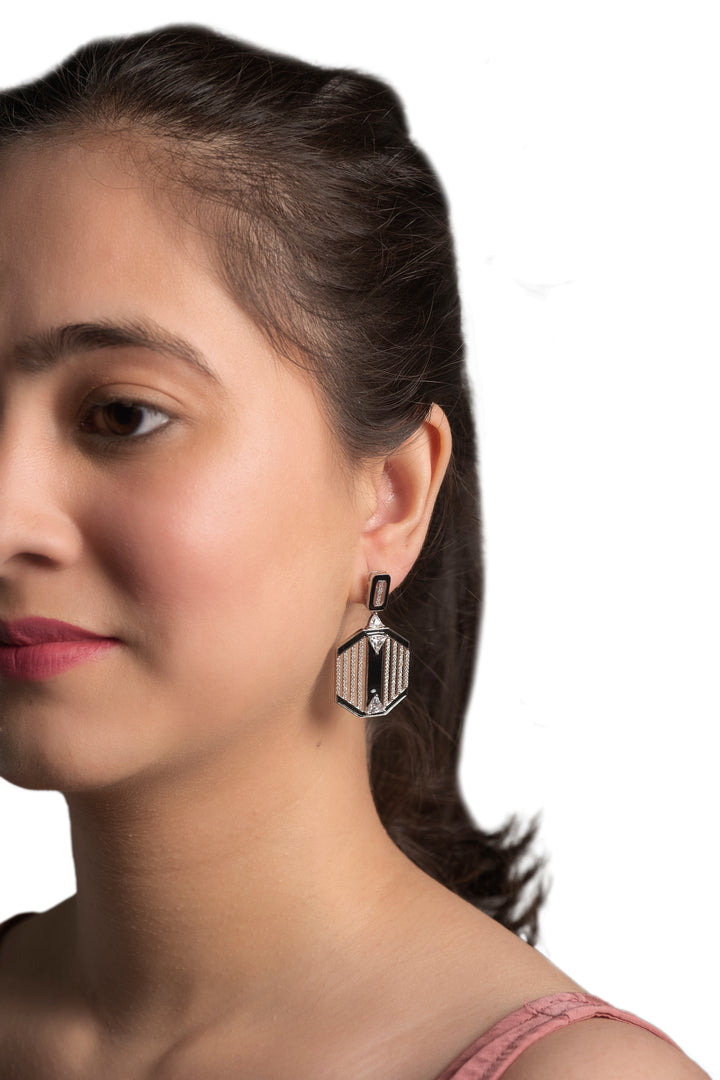 Noir Deco Drop Earrings