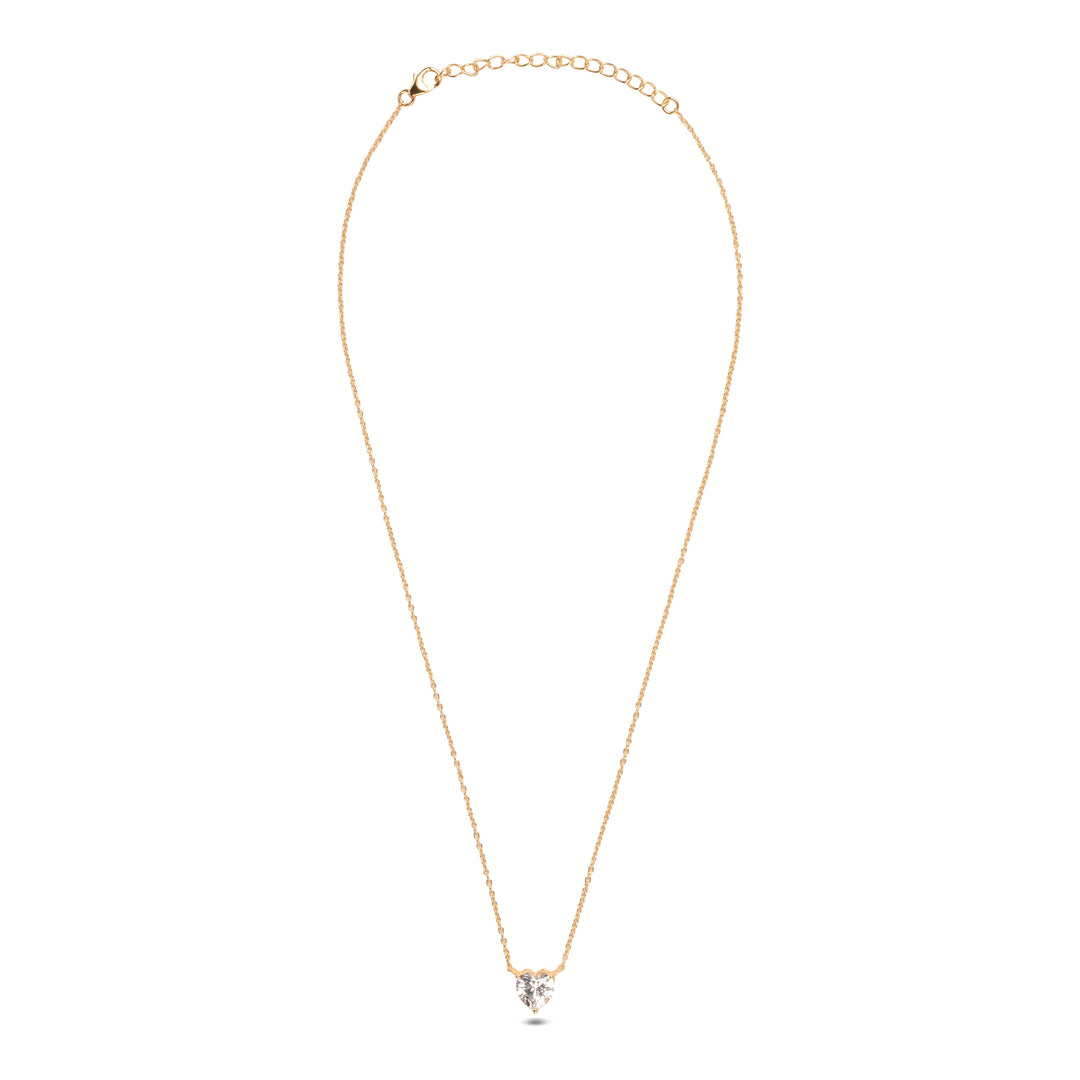 Golden Heart Solitaire Necklace