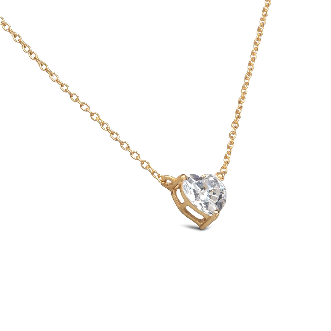 Golden Heart Solitaire Necklace