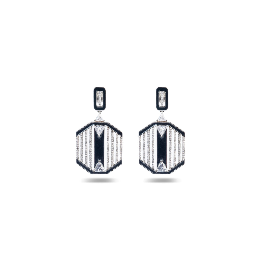 Noir Deco Drop Earrings
